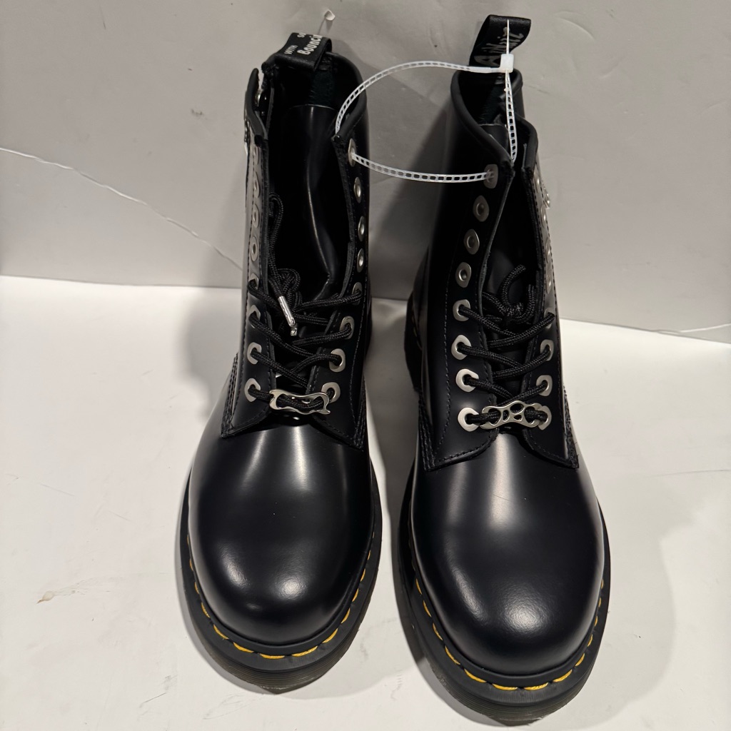 Nwob Dr. Martens Black Lace Up And Zip Combat Moto Boots Size Women 11 Men 10
